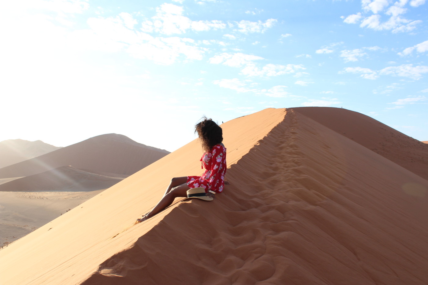 Judith on a dune in Namibia