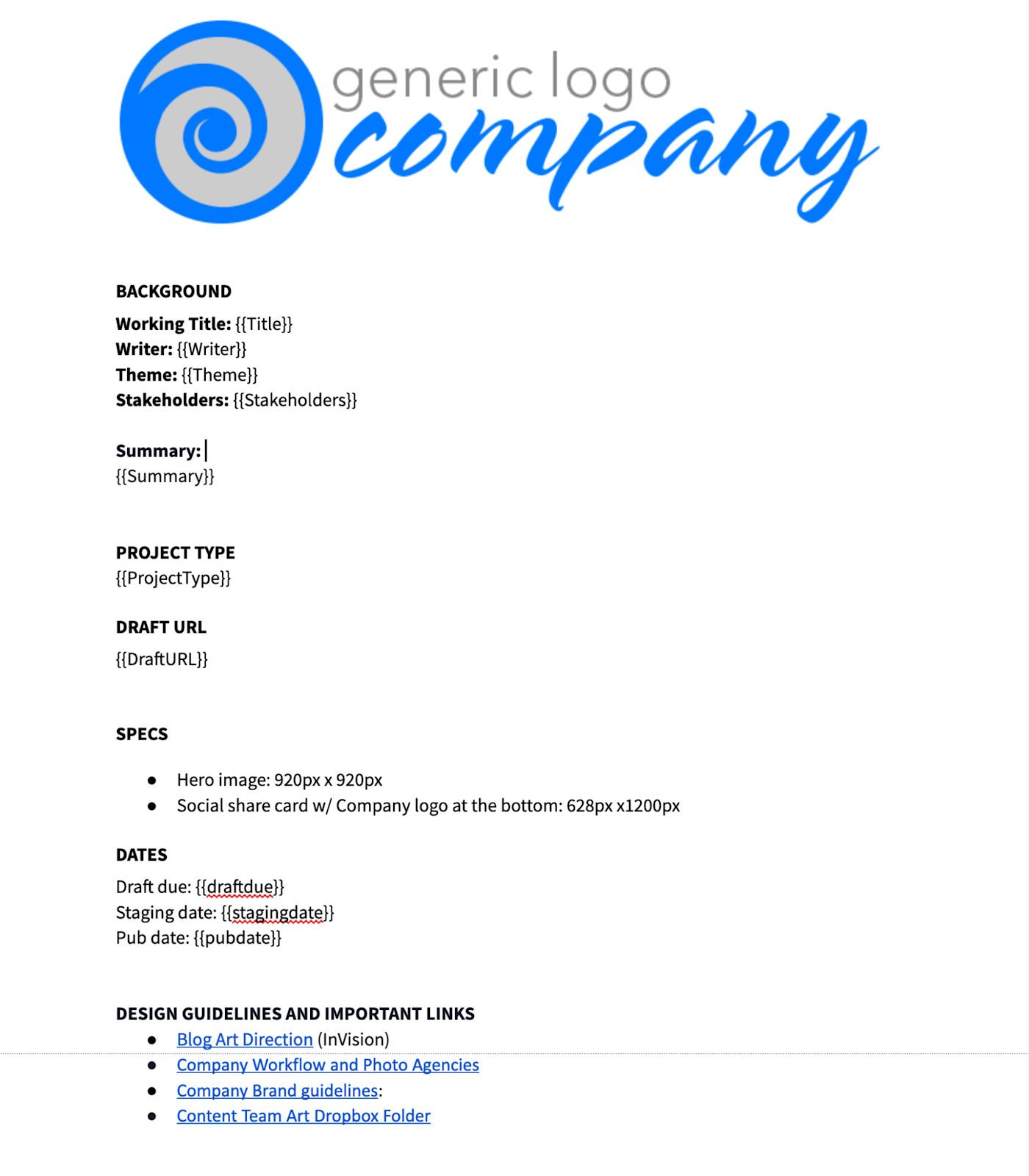 The fillable Google Docs template