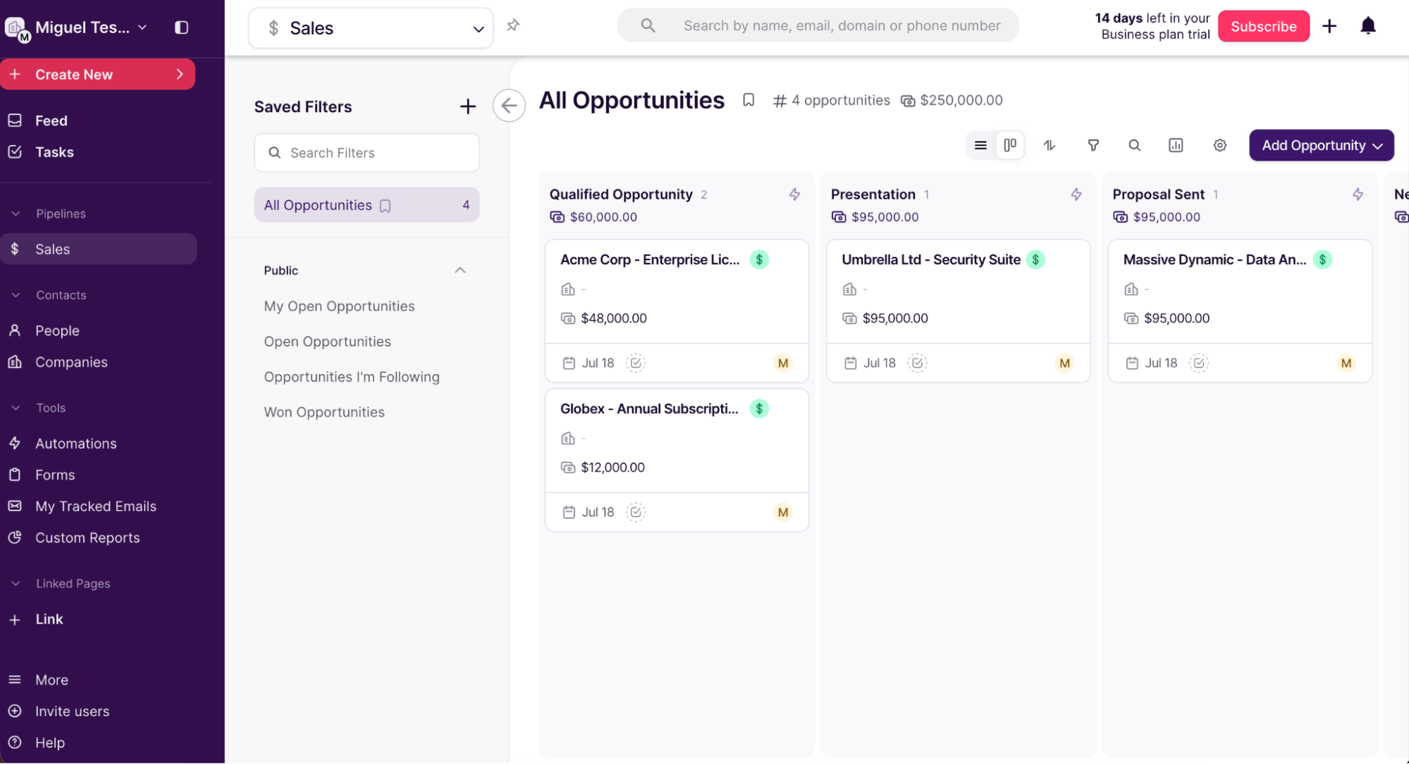 Copper, our pick for the best CRM for Google Workspace integration