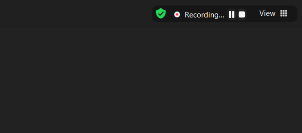 The indicator that the Zoom call is being recorded
