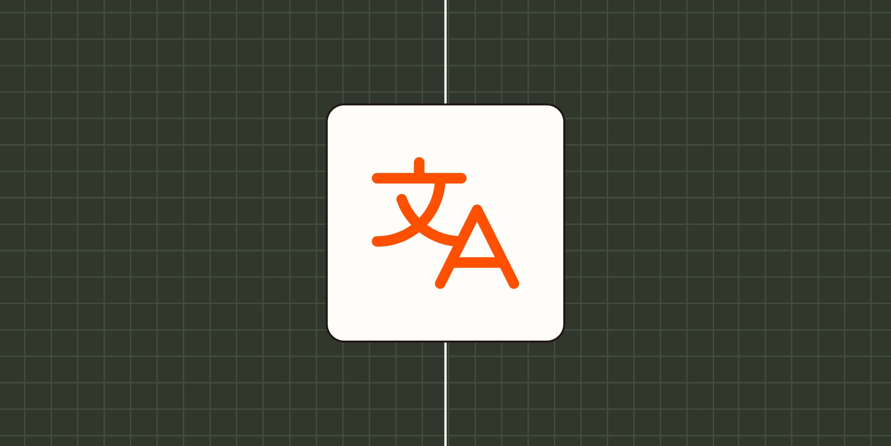 A hero image with an icon representing language