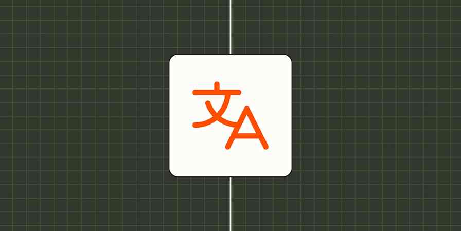 A hero image with an icon representing language