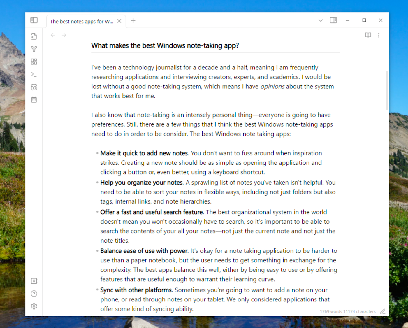 Obsidian, our pick for the best Windows note-taking app for customization