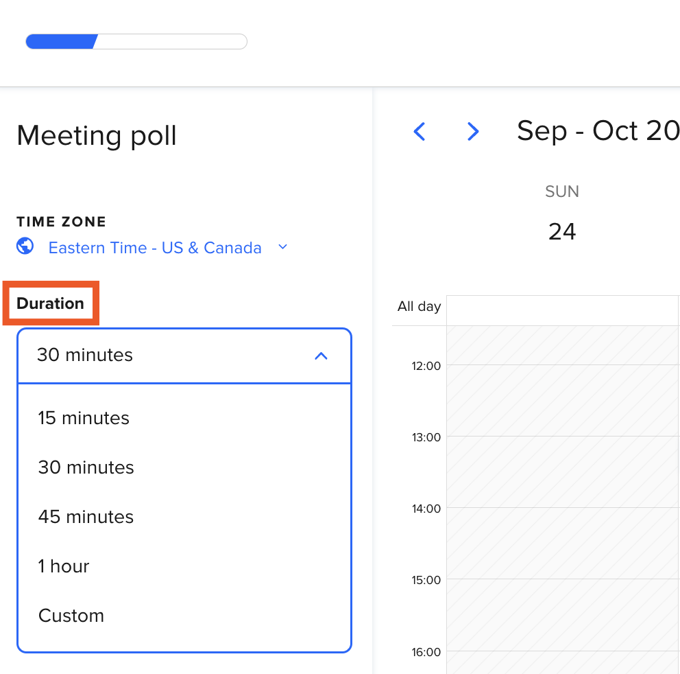 How to modify the event duration in a Calendly meeting poll. 