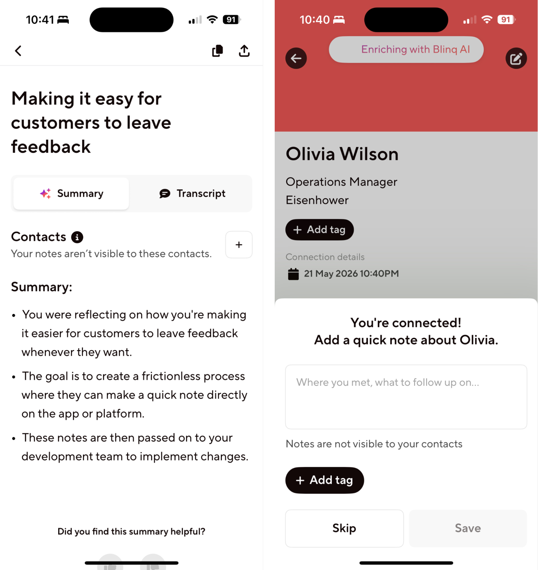 Blinq, our pick for the best business card scanner for conferences and networking events