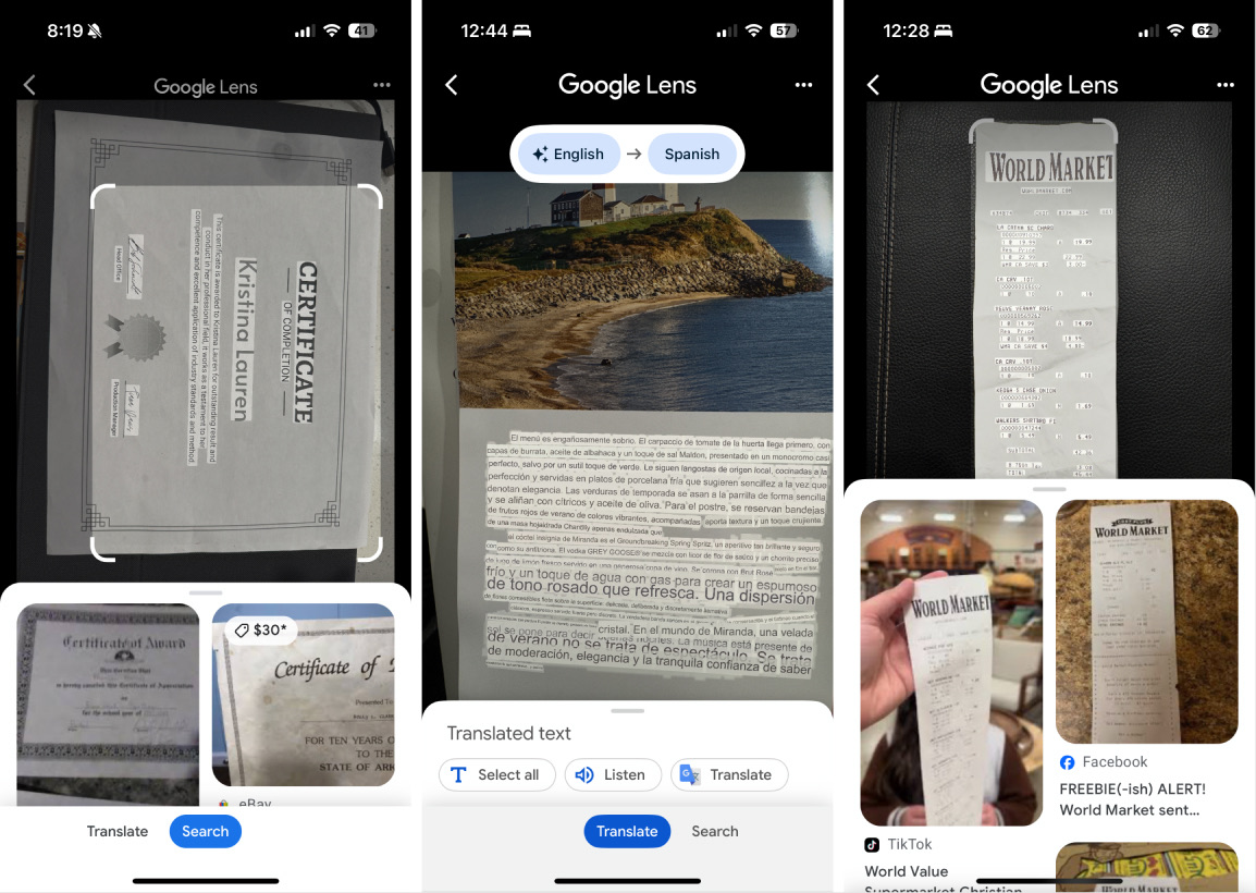 Google Lens, our pick for the best OCR app for Google bells and whistles