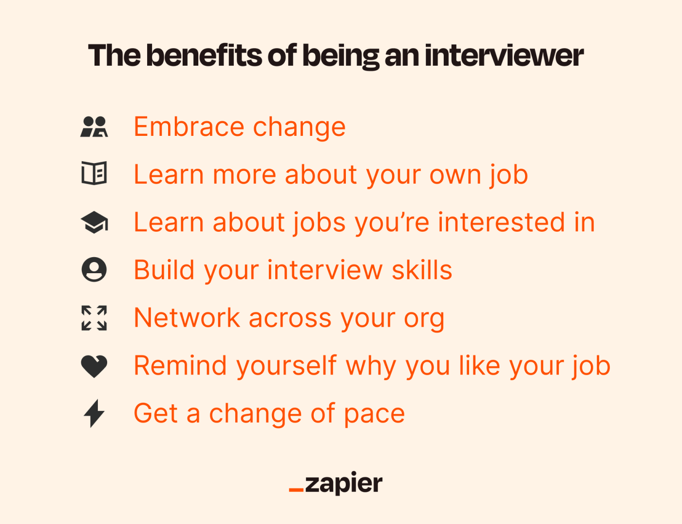 Infographic representing why you should be an interviewer at work