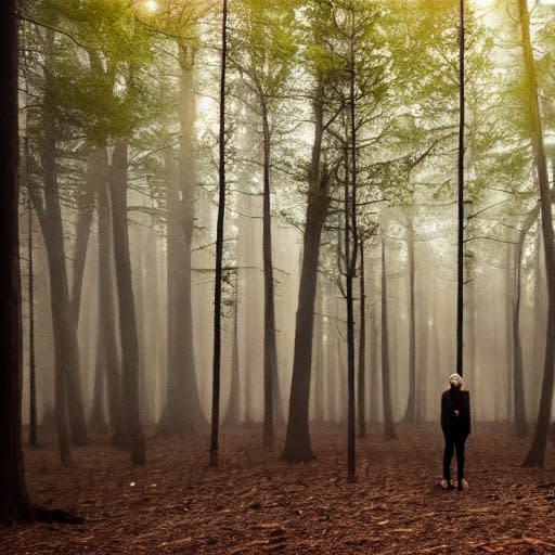 AI-generated image: Human standing in front of forest ultra realistic