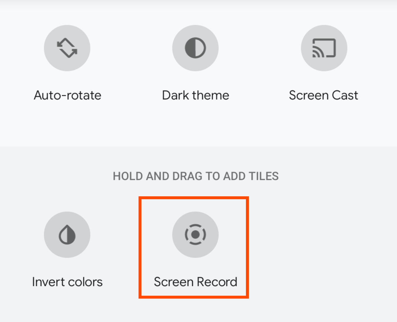 Drag the Screen Record option to the top