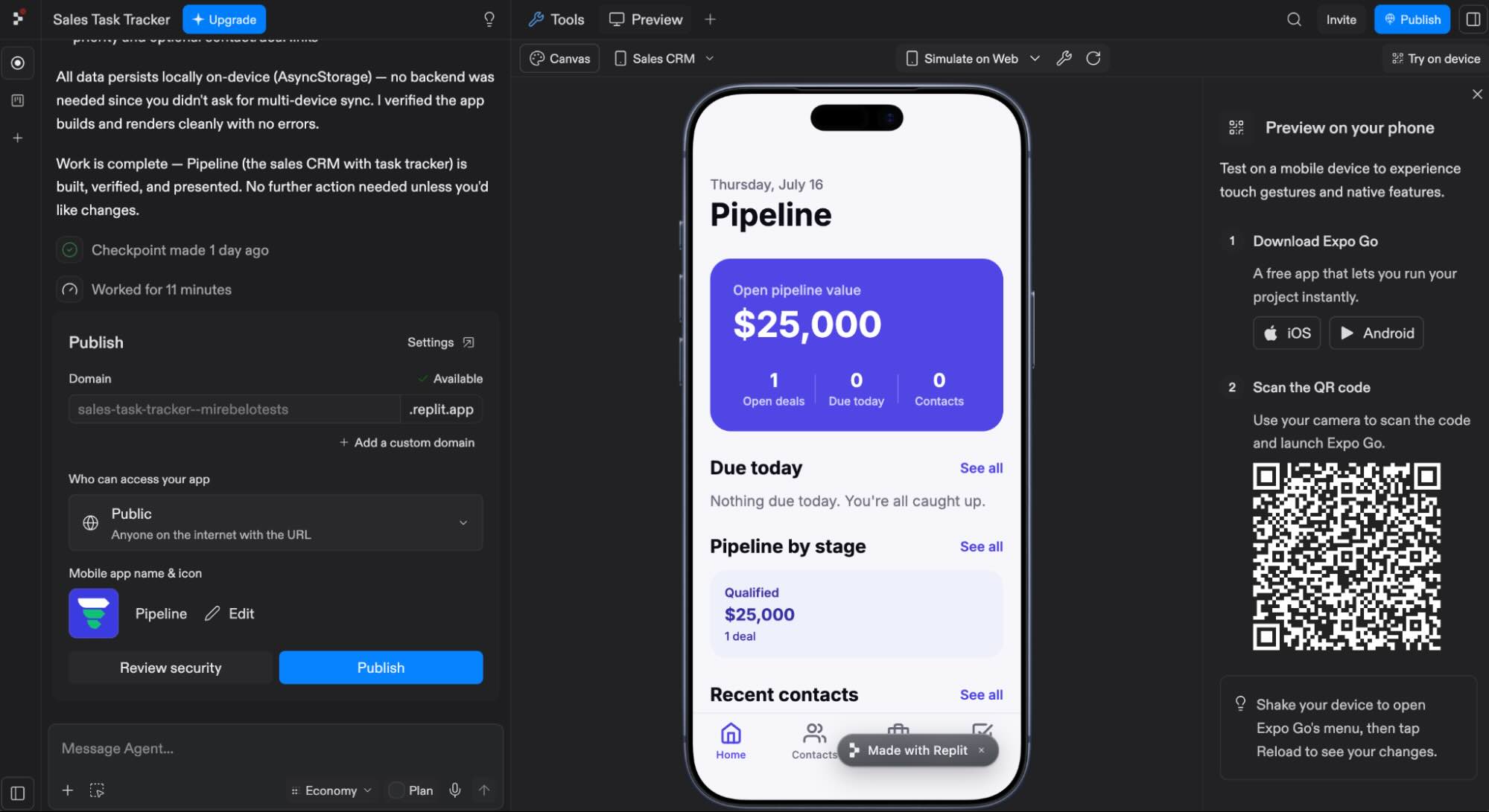 Replit, our pick for the best vibe coding tool for planning before building