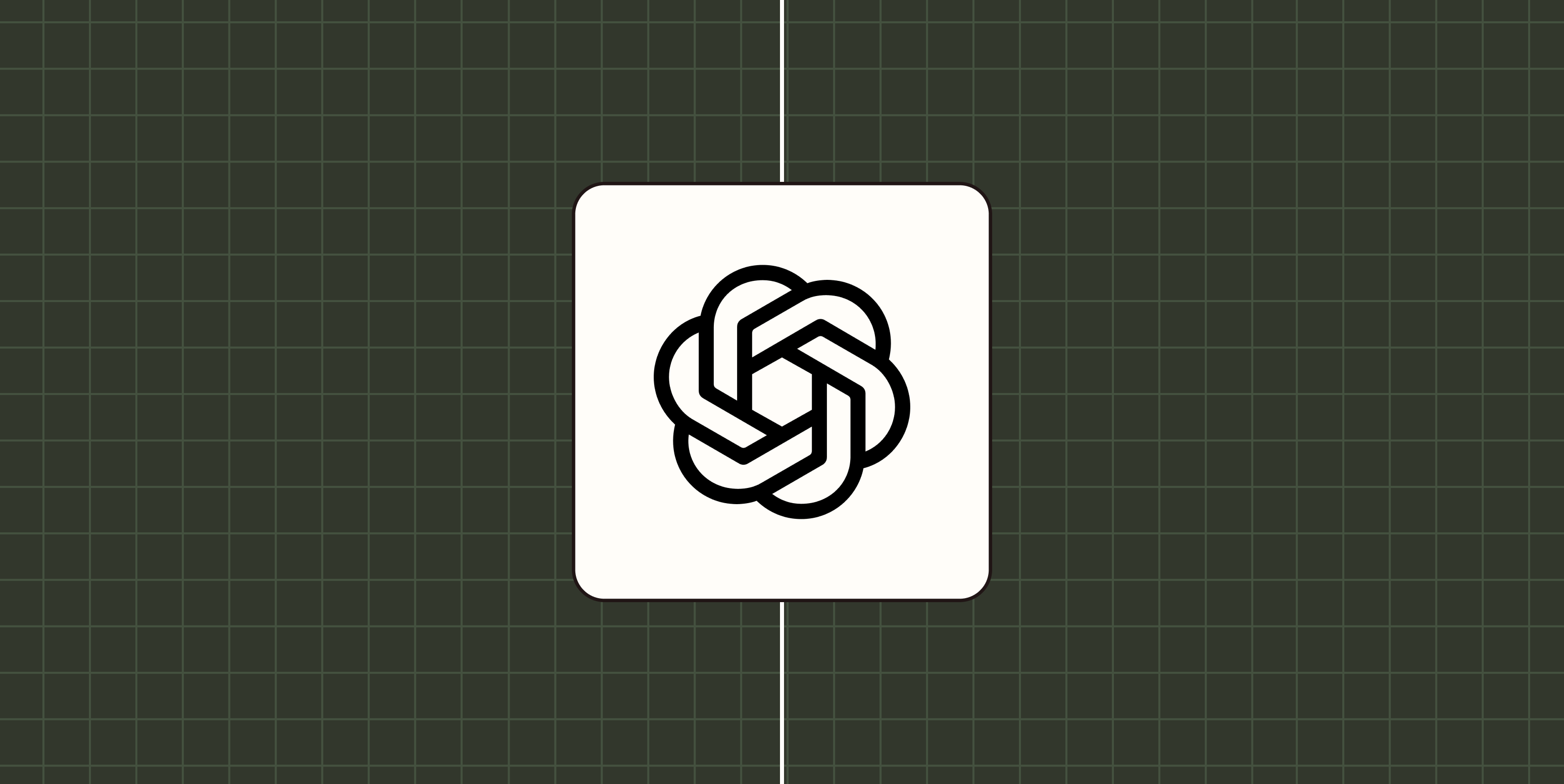 OpenAI logo against a checkered green background. 