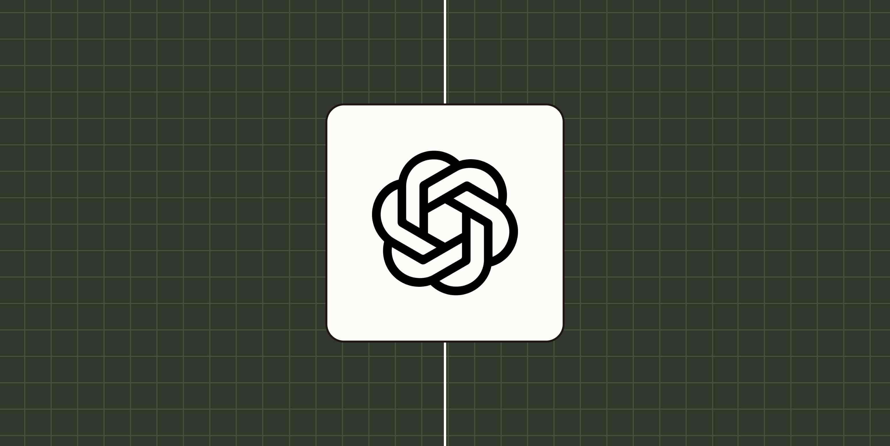 OpenAI logo against a checkered green background.