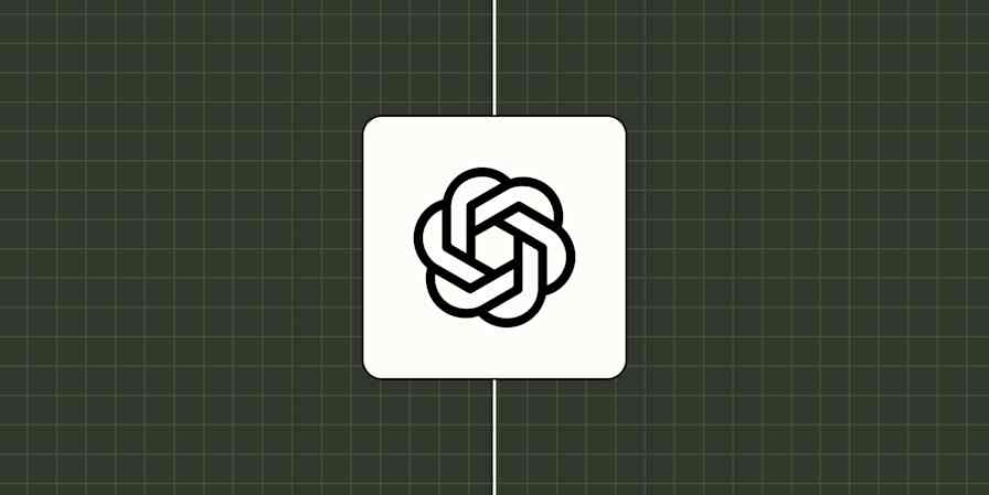 OpenAI logo against a checkered green background.