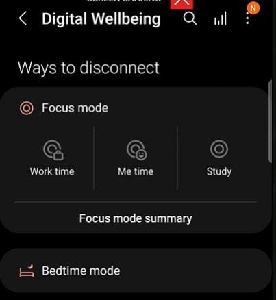 Setting up Focus mode on the Samsung phone