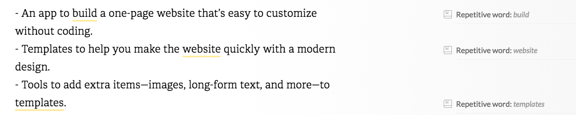 Grammarly check for repetitive words