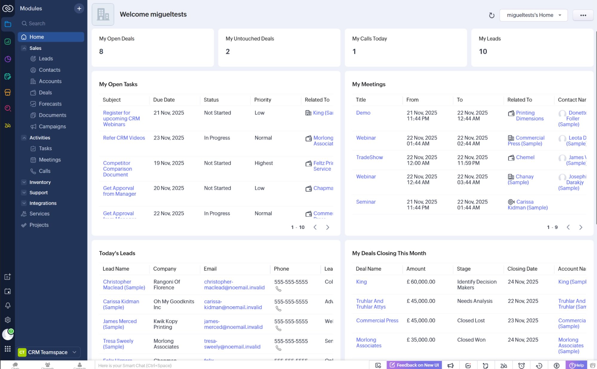 Zoho CRM, our pick for the best free CRM software for automation and suite integrations