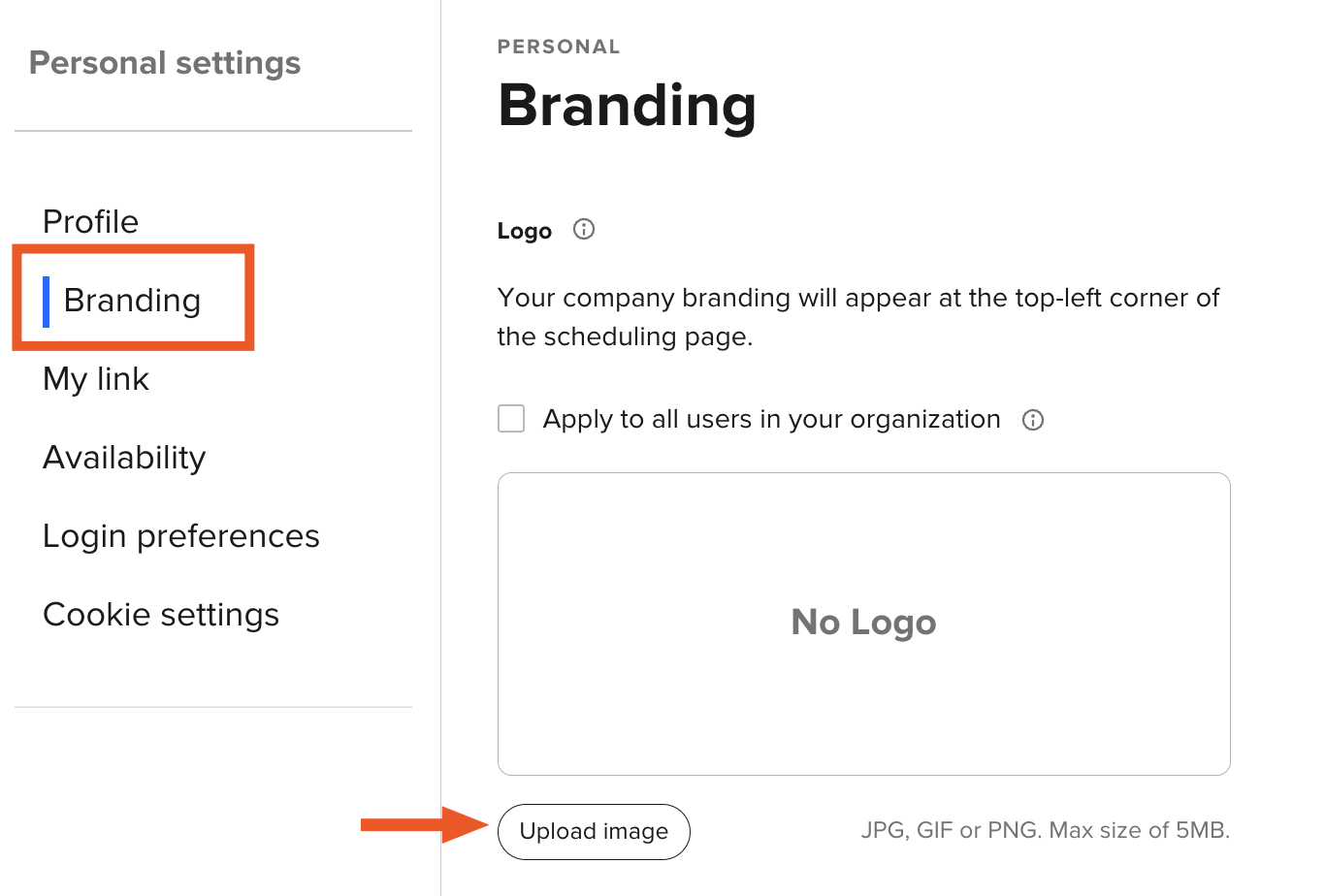 How to add your company logo to the Calendly scheduling page.