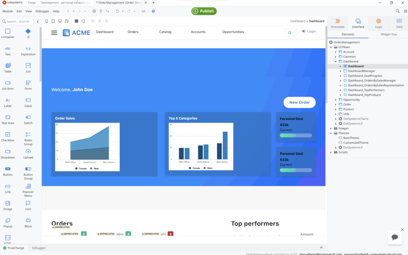 OutSystems, our pick for the best enterprise internal app builder