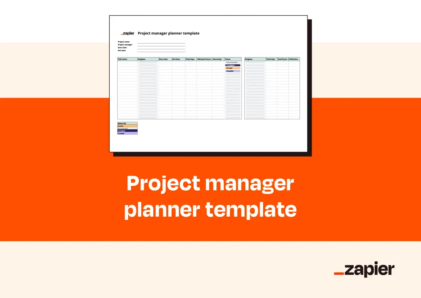 Mockup showcasing Zapier's project manager planner template