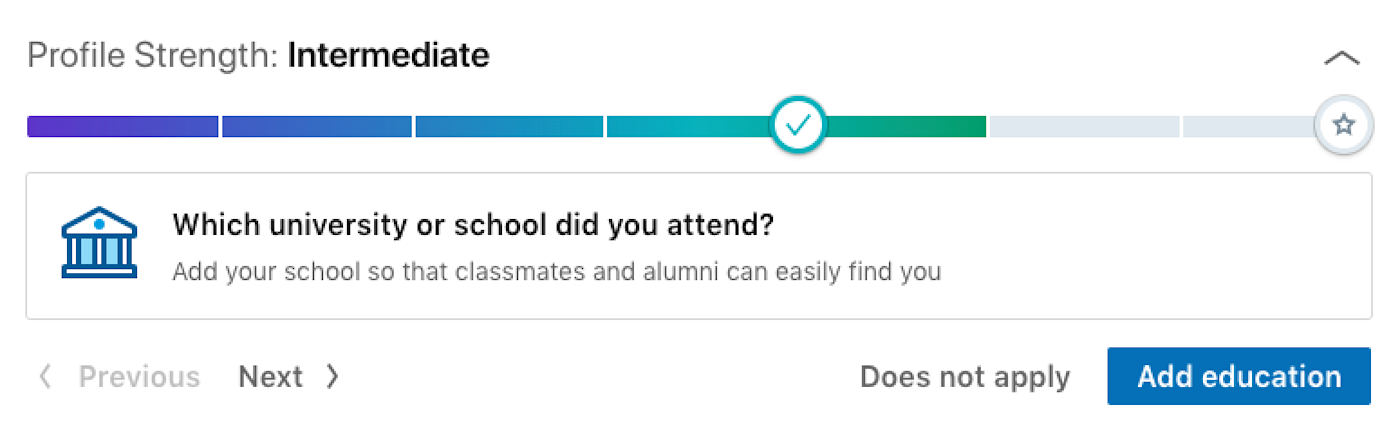 LinkedIn education section