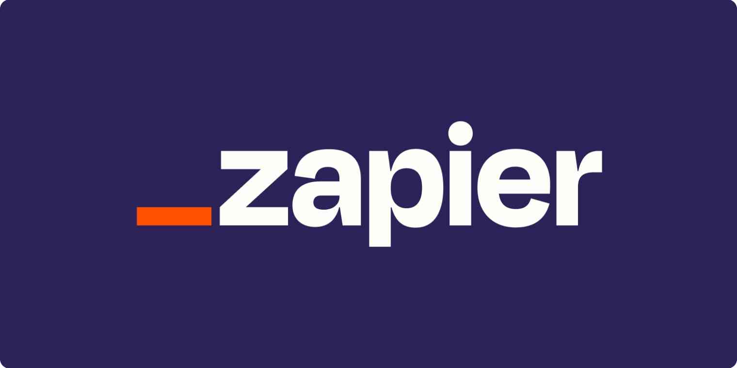 The Zapier name logo on a dark purple background.