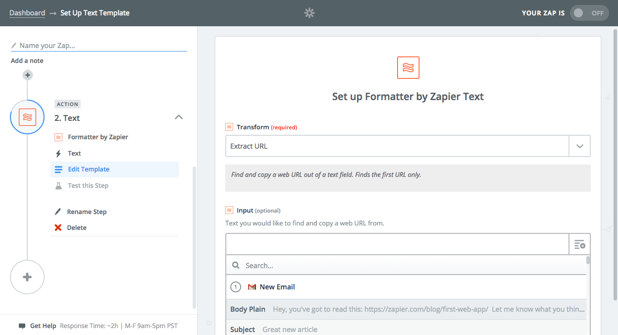 Zapier extract URL with formatter