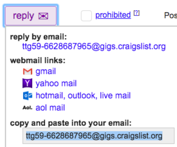 Craigslist temporary email address