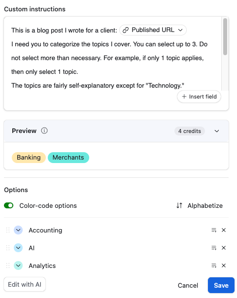Anna's social media post field agent in Airtable