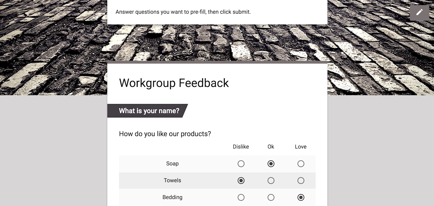 Google Forms pre-filled form