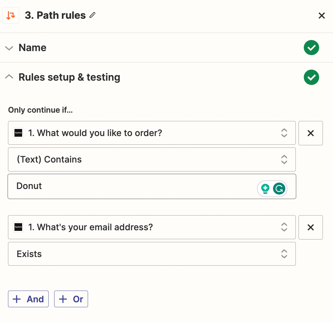 Rules fields and settings for a path step called Donut.