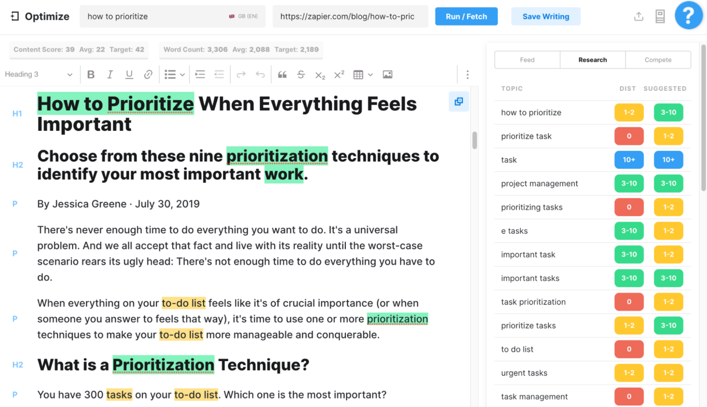 MarketMuse, our pick for the best content optimization tool for a topic-driven approach