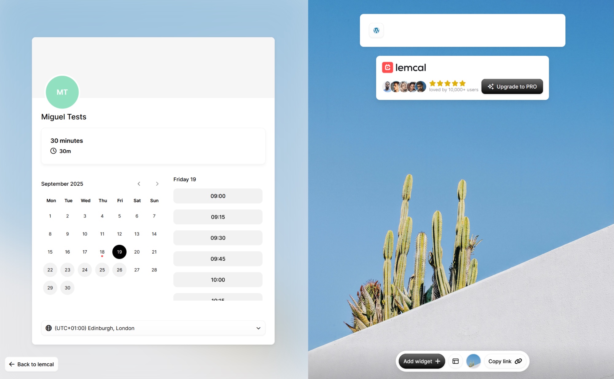 lemcal, our pick for the best meeting scheduler for creating beautiful booking pages