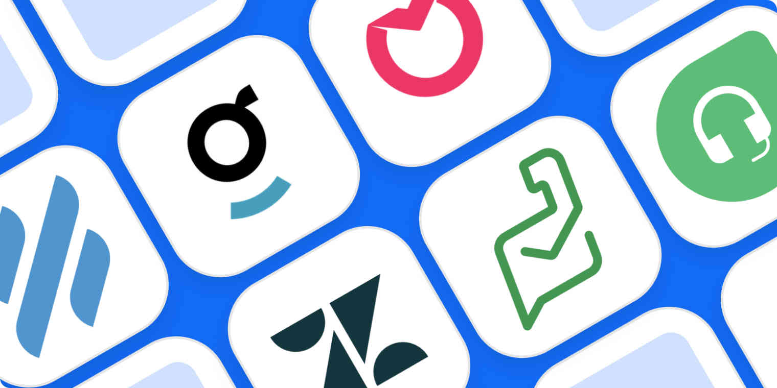 A hero image with the logos of the best customer support apps