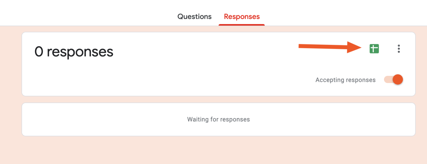 Spreadsheet icon in Responses tab in Google Forms