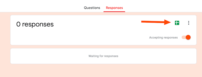 Spreadsheet icon in Responses tab in Google Forms