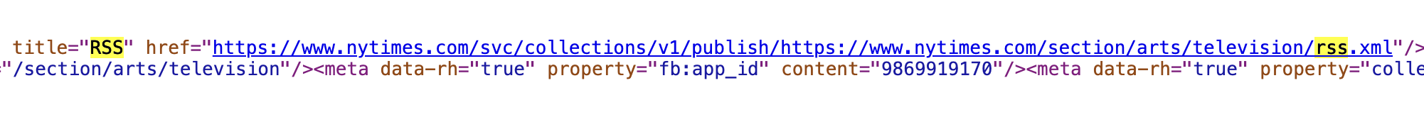 Finding an RSS URL in web page source code