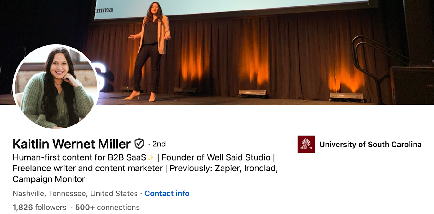 Screenshot of a LinkedIn banner idea showing off social proof.