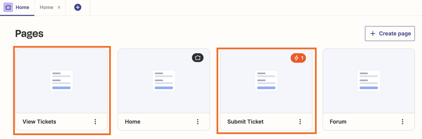 Screenshot of view tickets and submit tickets layouts