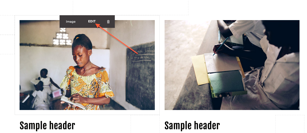 Editing other images in Squarespace