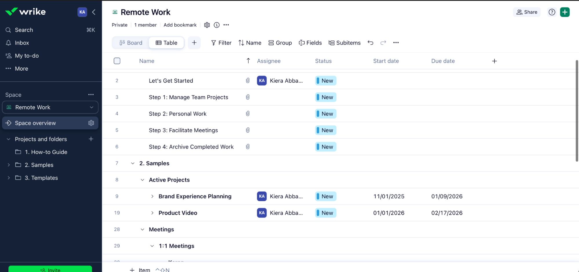 Wrike, our pick for the best free project management software for spreadsheet-like features