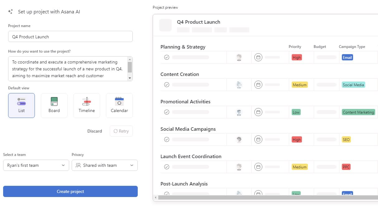 An example of using Asana AI