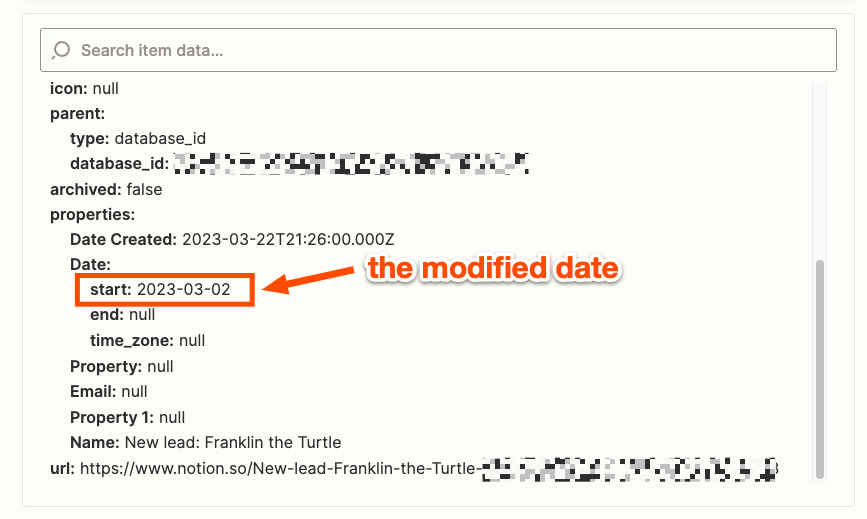 The modified date will appear in the Zap editor when you test your step.