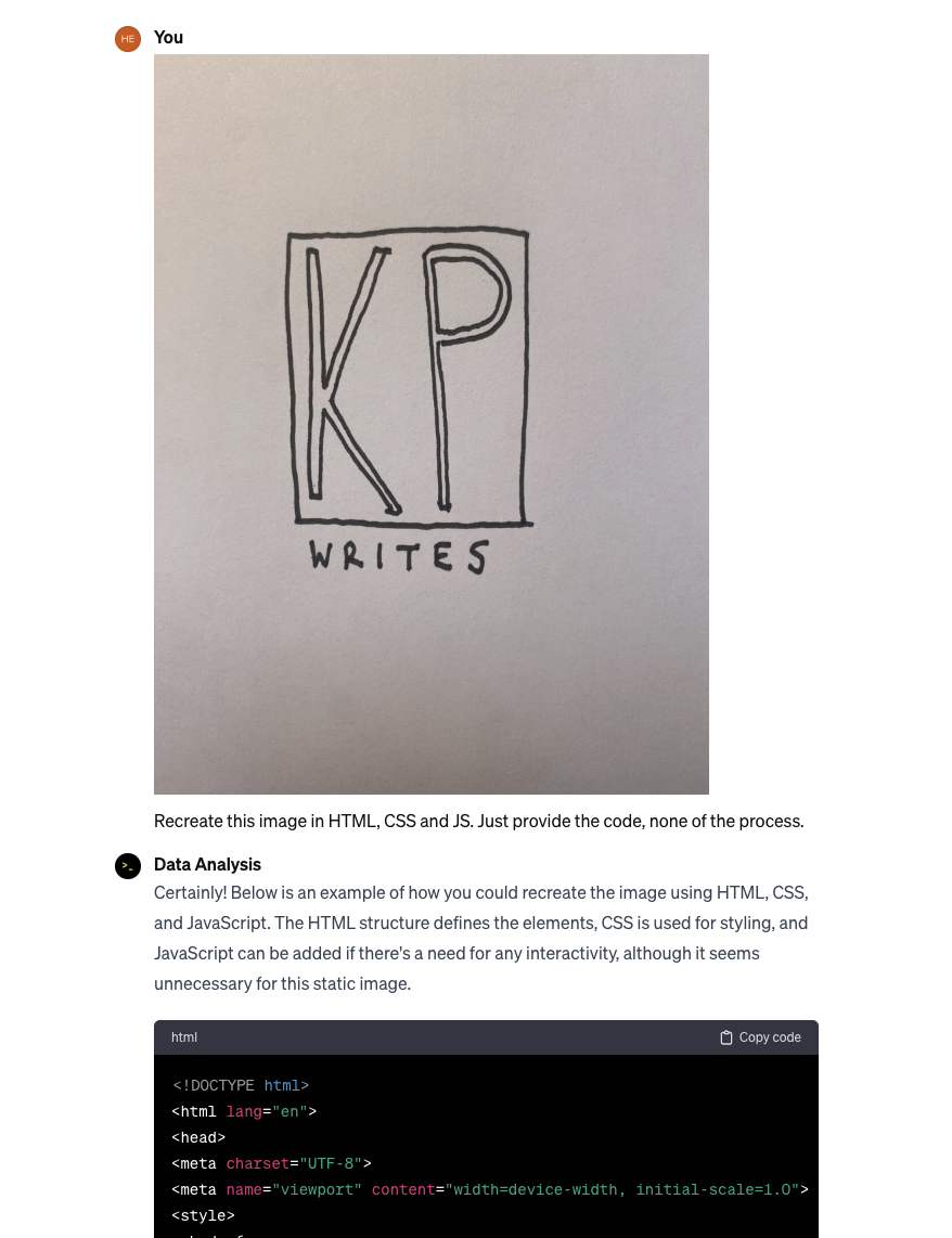Katie's hand-drawn logo in ChatGPT