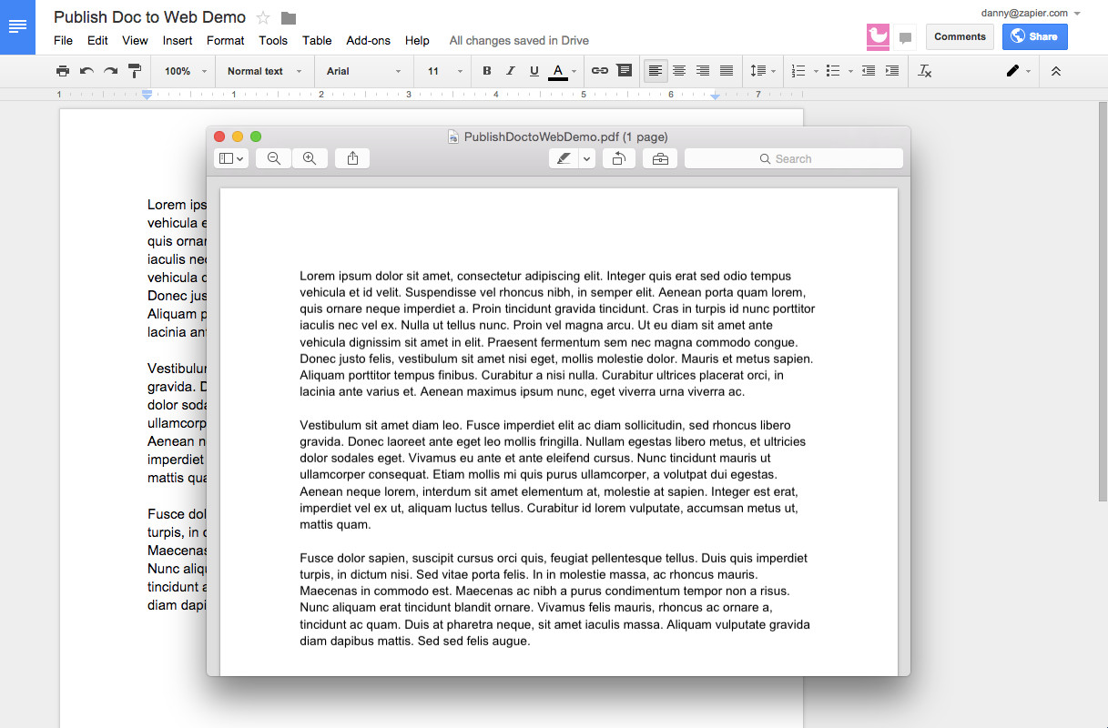 get plain text from google docs