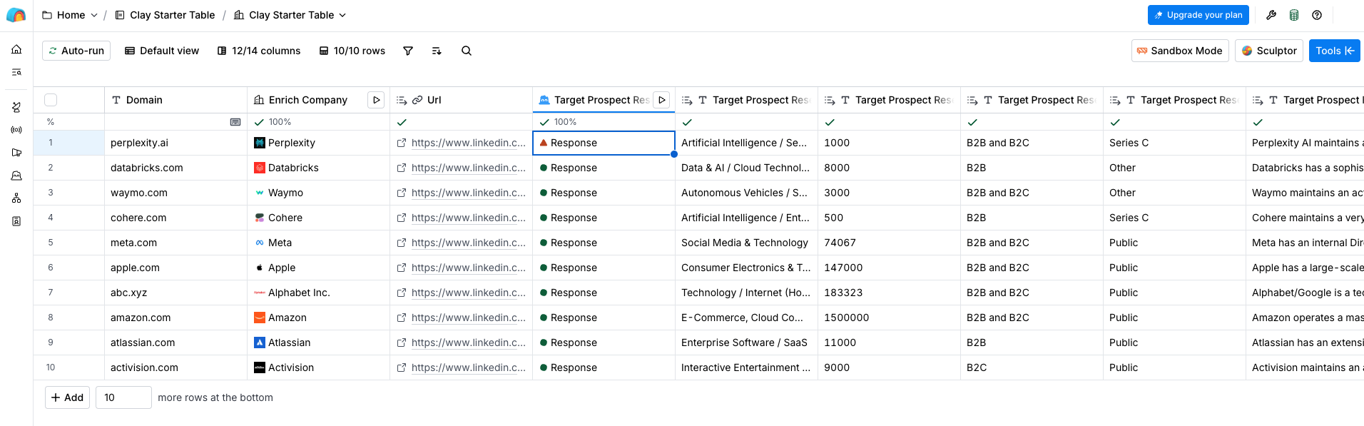 Screenshot of Clay interface