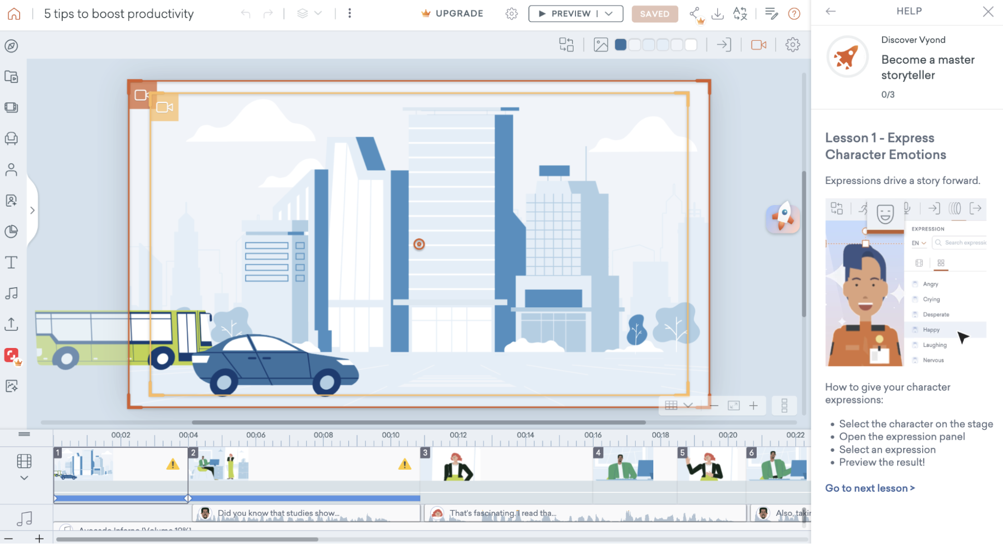 Vyond, our pick for the best AI video creator for creating animated characters from a prompt