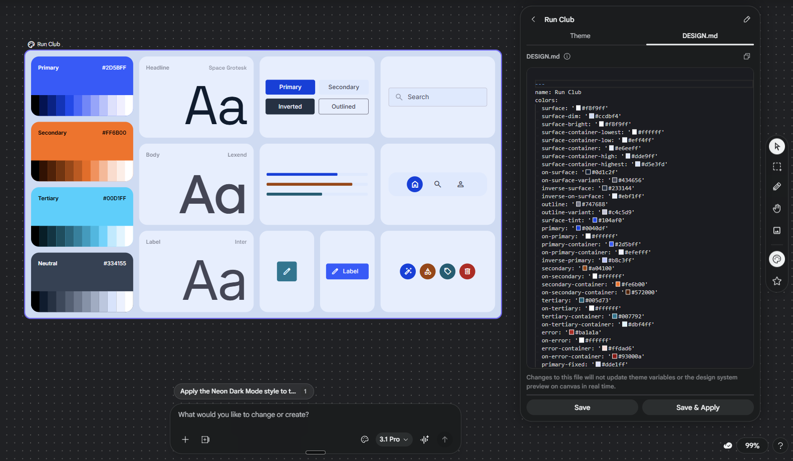 A design system in Google Stitch
