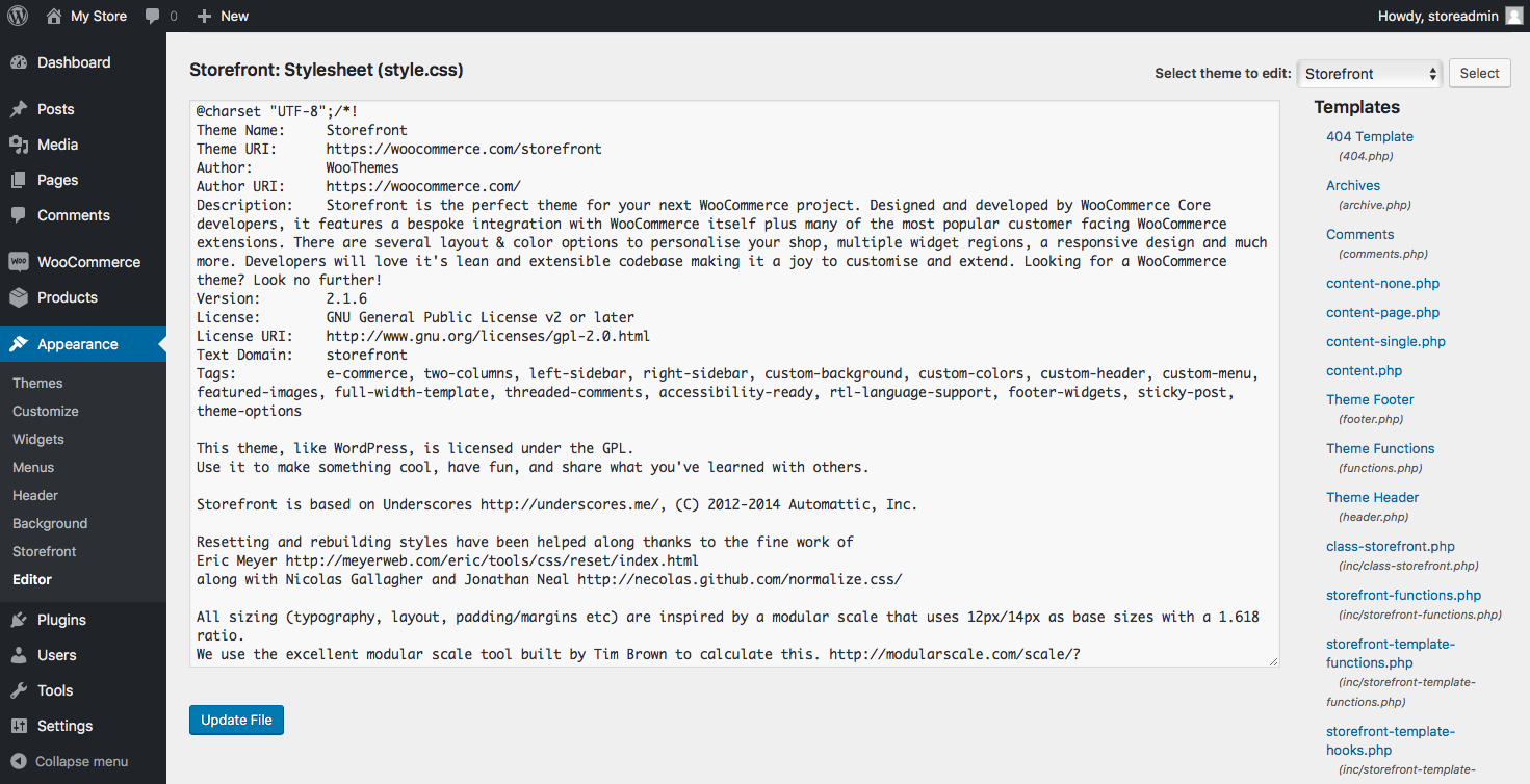 customize WooCommerce theme
