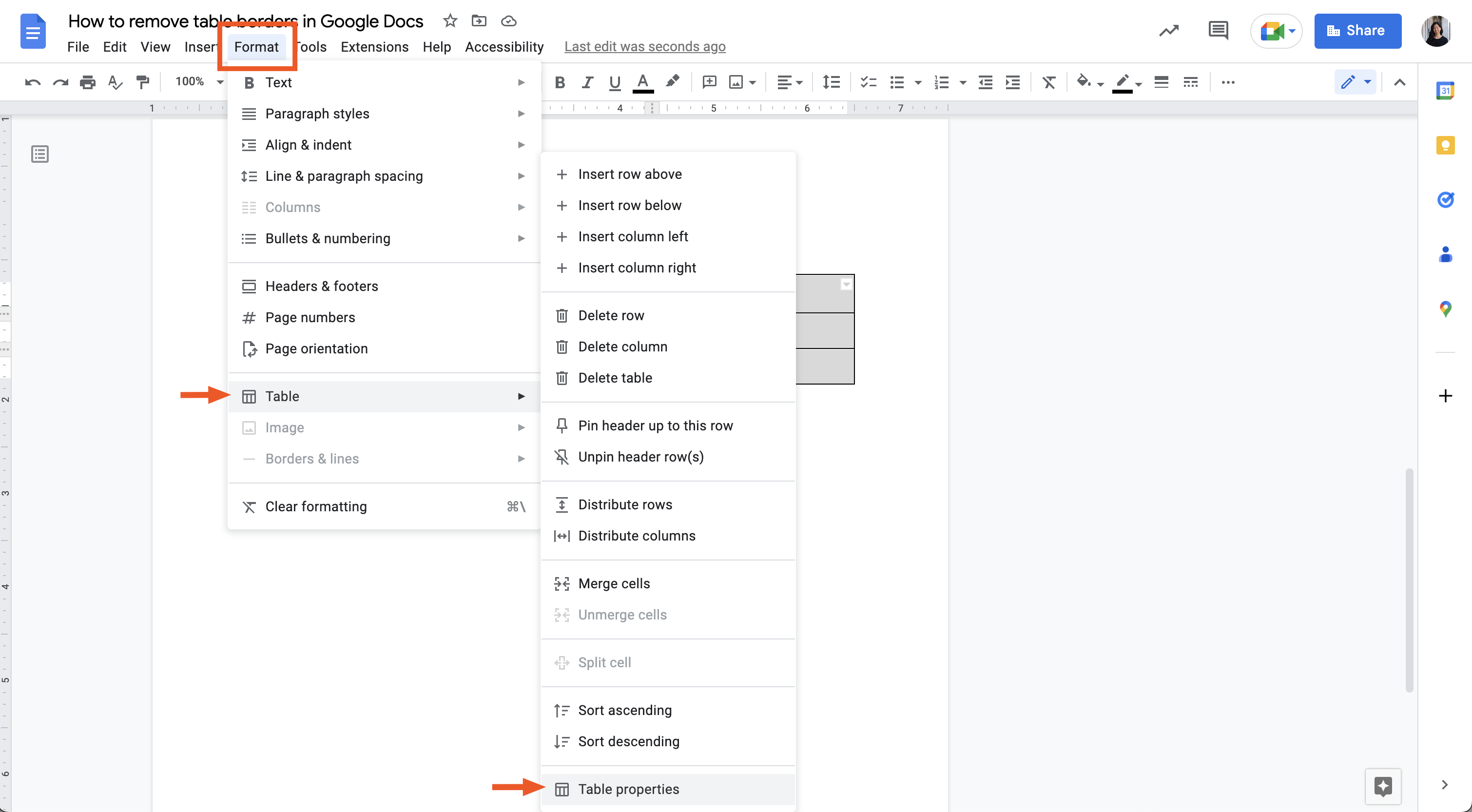 Table Borders Google Docs