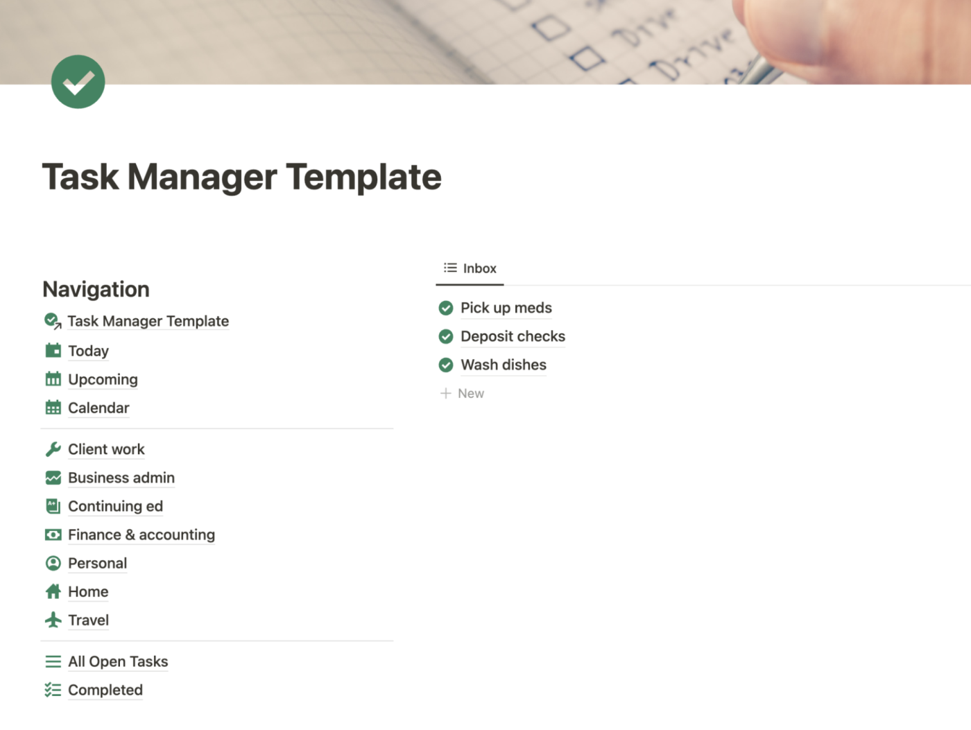 Notion task manager template